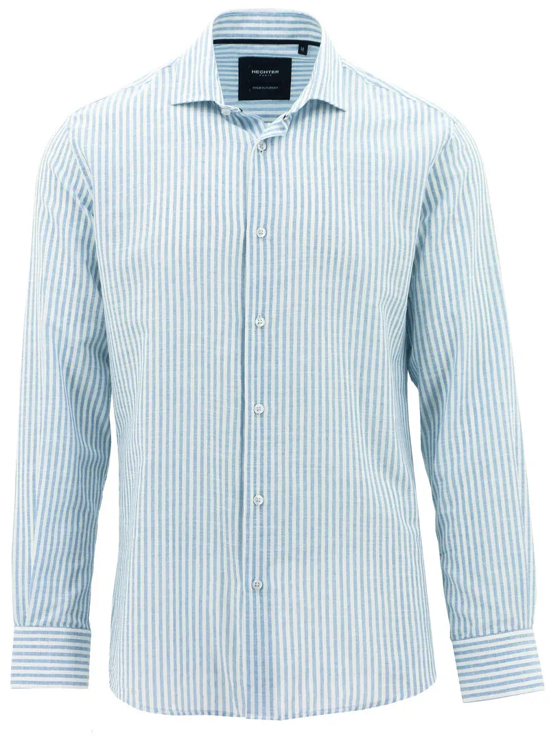 Daniel Hechter - Sel Linen Shirt - Stripe - Sky Blue & White