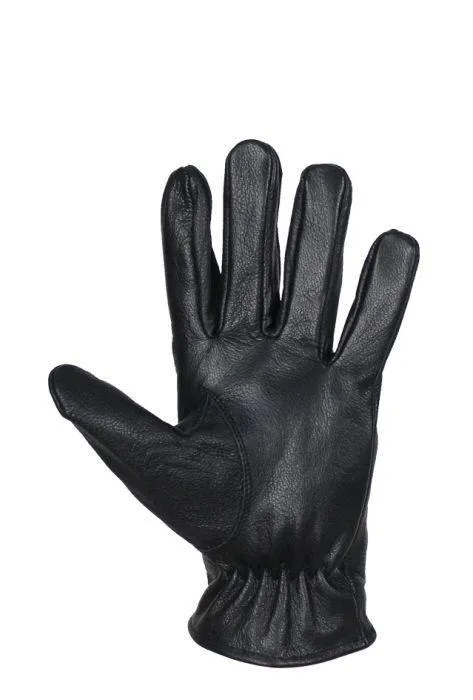 Deer Skin Leather Gloves W/ Zipper - Black, GLD116-22-DL