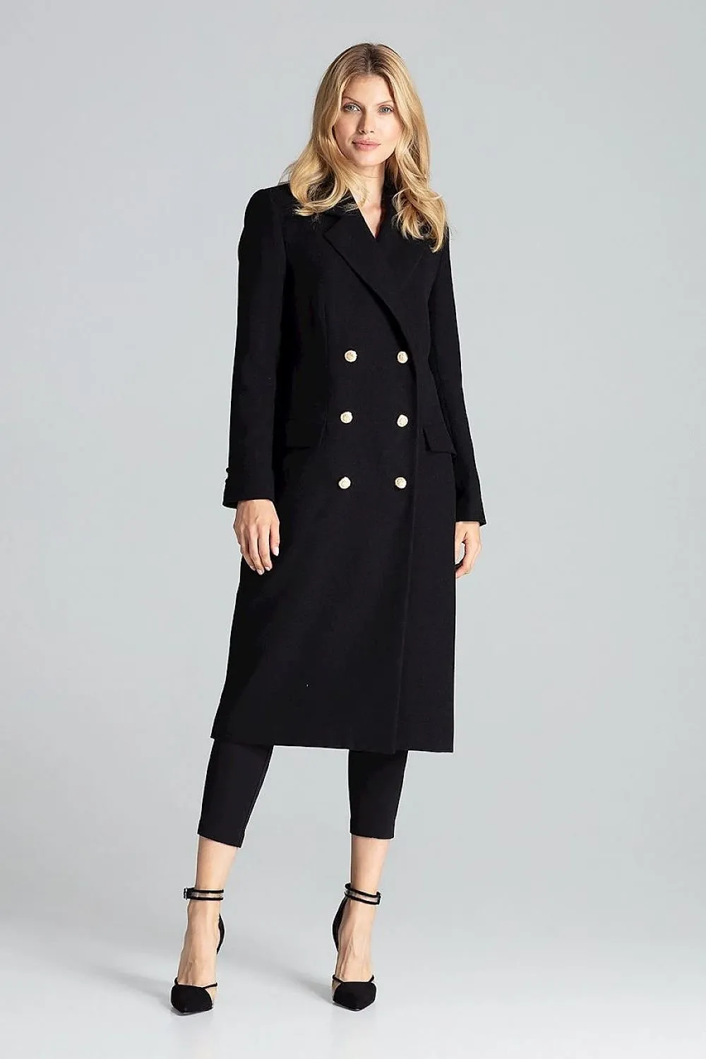 Double-Breasted Classic Coat With Collar Figl