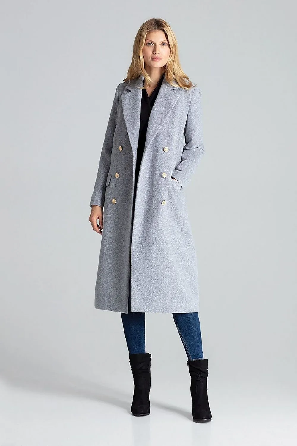 Double-Breasted Classic Coat With Collar Figl