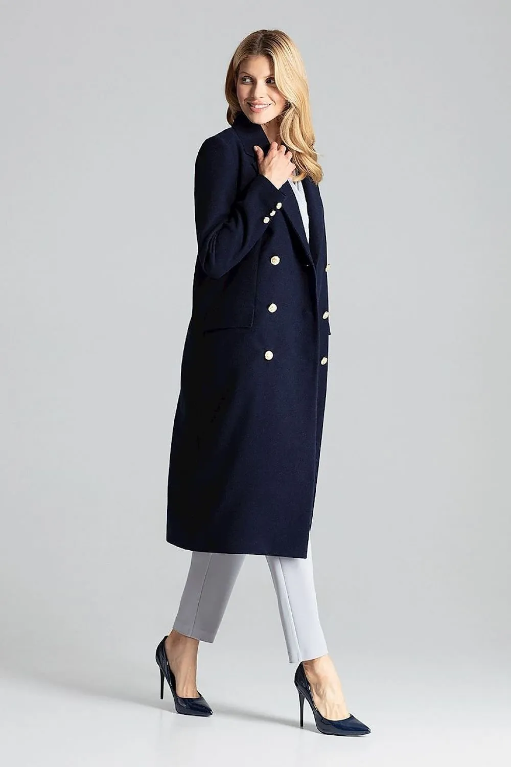 Double-Breasted Classic Coat With Collar Figl