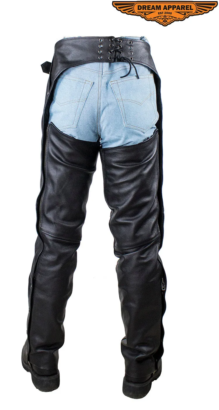 Dream Apparel Multi-Pocket Naked Cowhide Leather Chaps