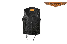 Dream Apparel Womens Motorcycle Leather Vest With Laces In The Front