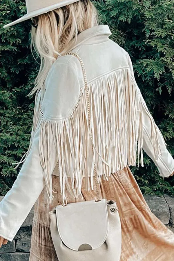 Dunnmall Fashion Lapel Fringe Short Jacket