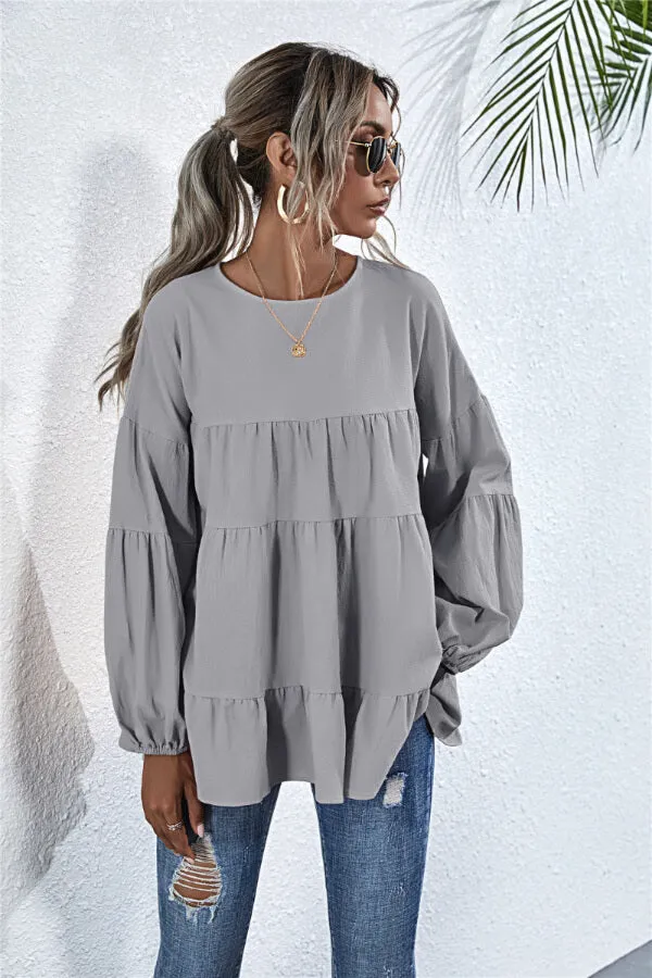 Dunnmall Fashion Lovely Puff Sleeve Blouse