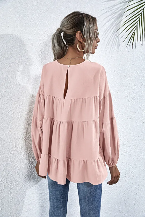 Dunnmall Fashion Lovely Puff Sleeve Blouse