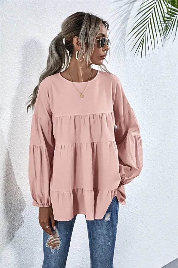 Dunnmall Fashion Lovely Puff Sleeve Blouse