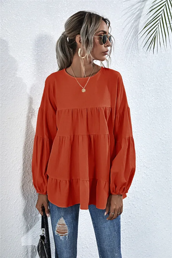 Dunnmall Fashion Lovely Puff Sleeve Blouse