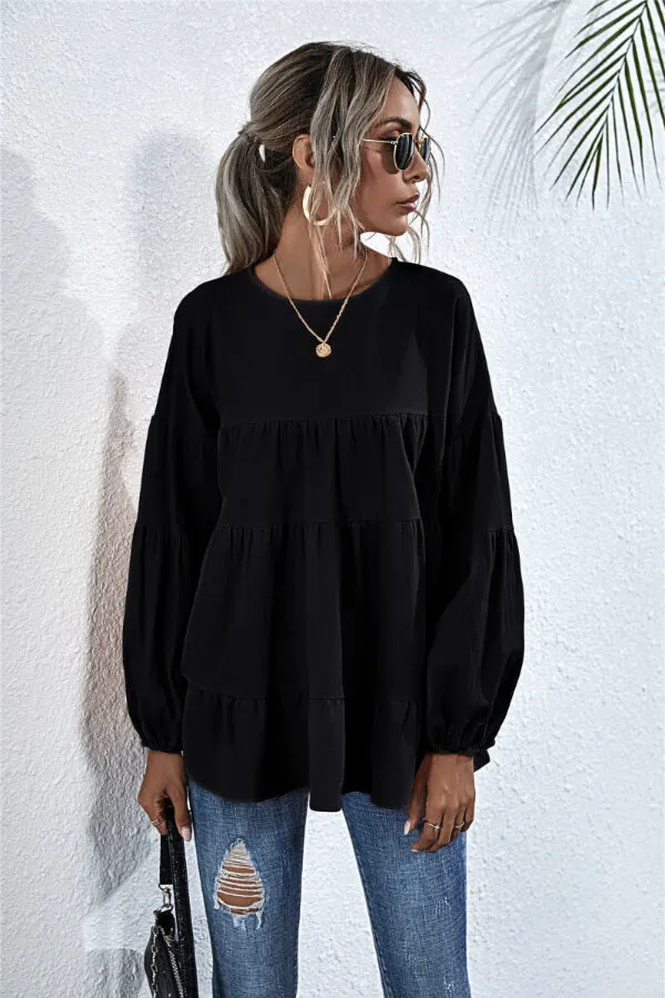 Dunnmall Fashion Lovely Puff Sleeve Blouse