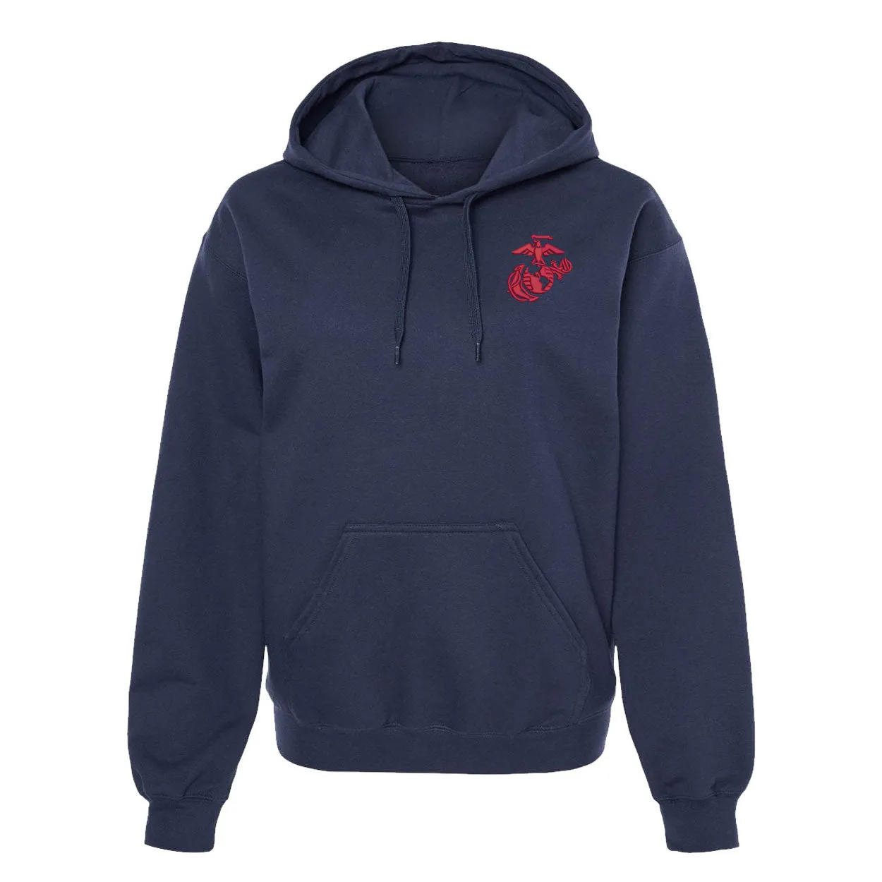 Eagle Globe and Anchor Hoodie with Red Logo