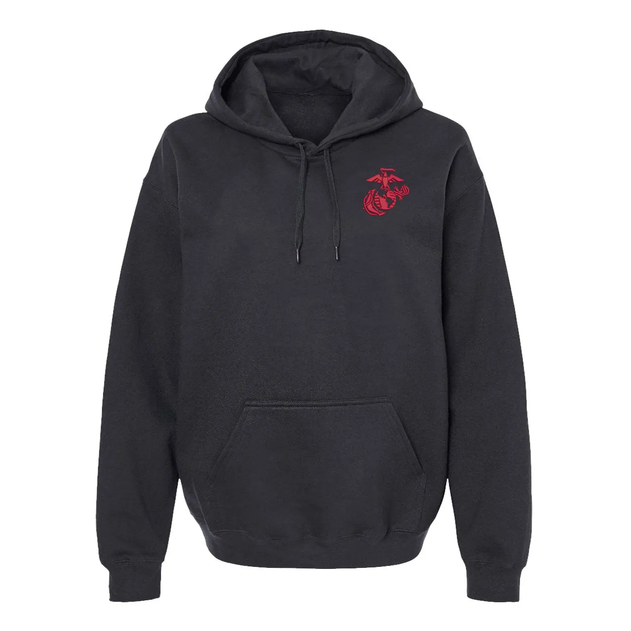 Eagle Globe and Anchor Hoodie with Red Logo