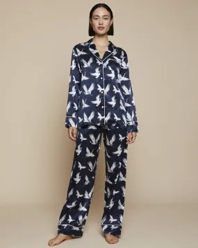 Elisabetha Silk Pyjama in Aves - Top