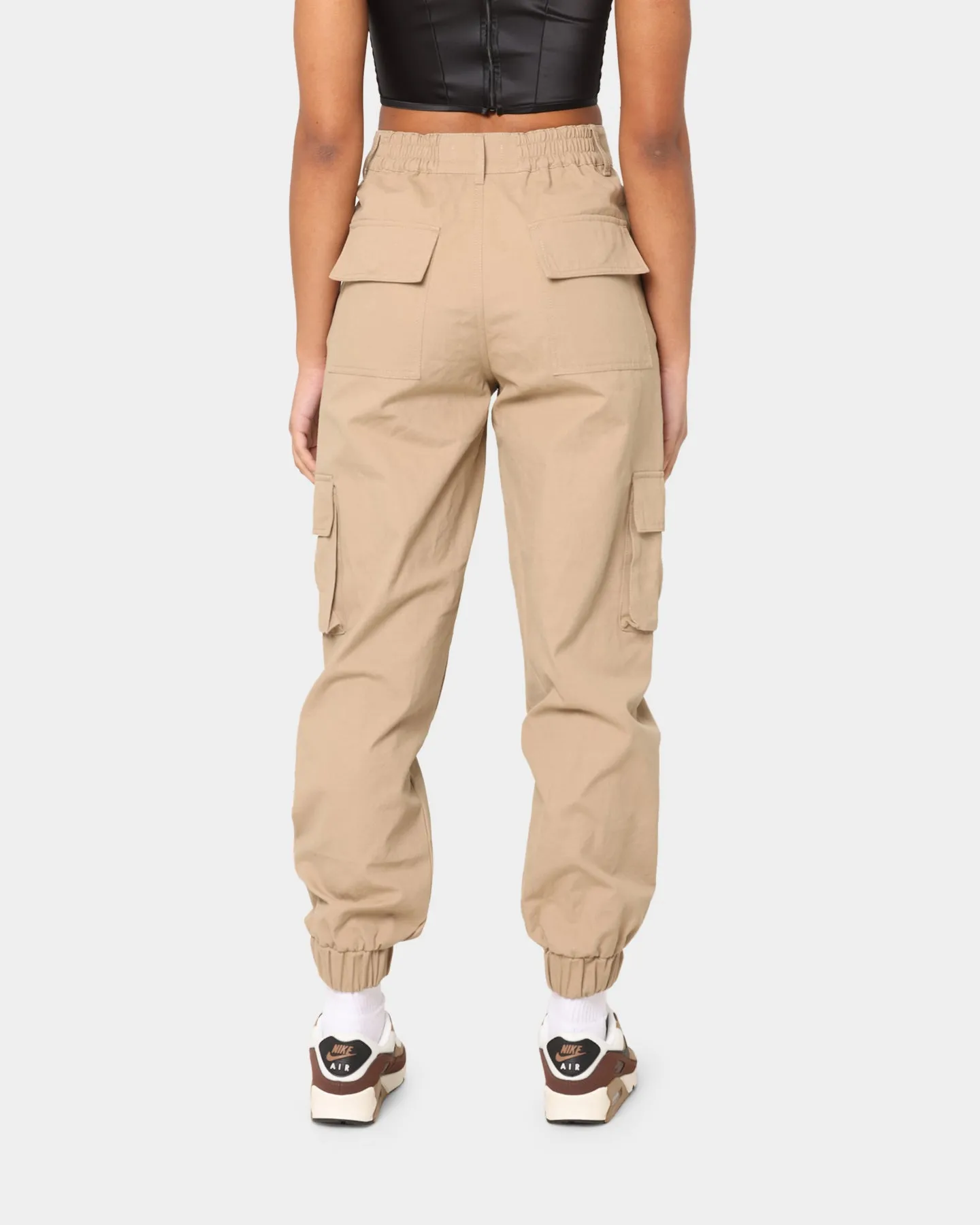 EN ES Women's Washed Cargo Pants Beige