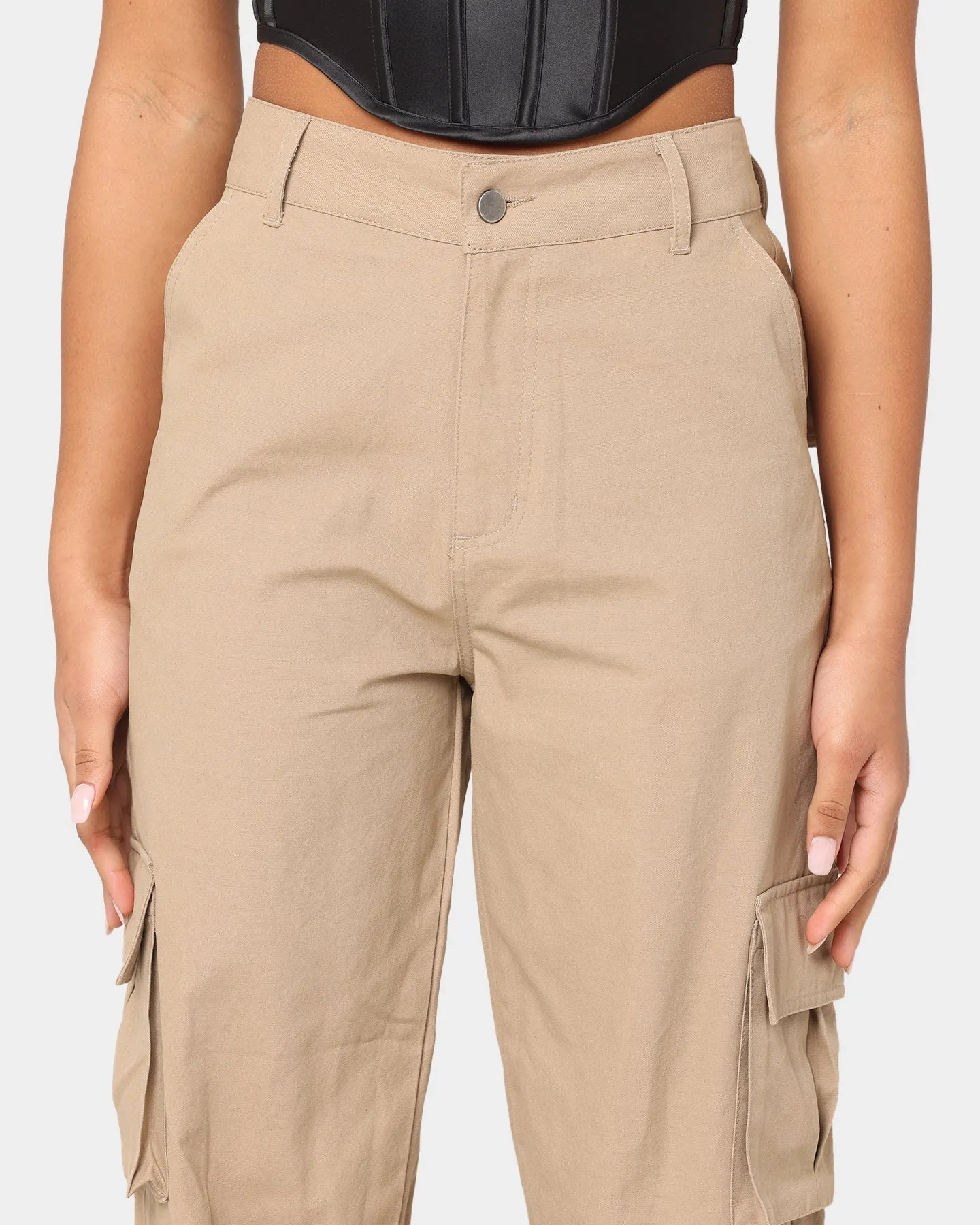 EN ES Women's Washed Cargo Pants Beige