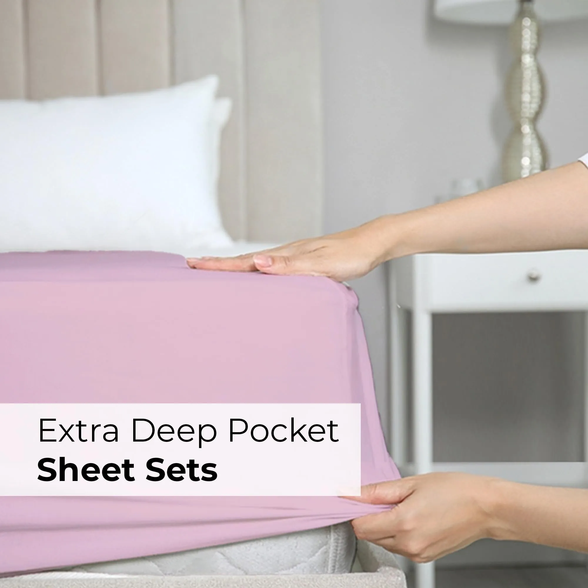 Extra Deep Full Sheet Set - 6 Piece Breathable & Cooling Sheets - Hotel Luxury Bed Sheets Set - Easy & Secure Fit - Soft, Wrinkle Free & Comfy Sheets Set - Light Pink Sheet Set with Extra Deep Pockets