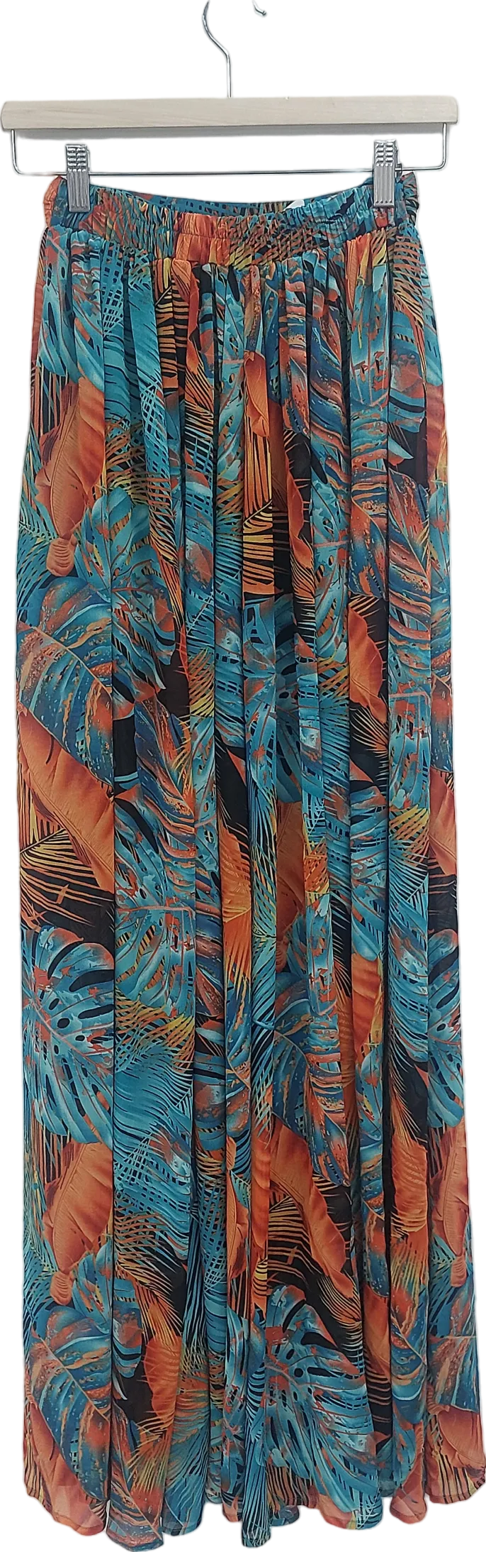 Fashion Nova Blue Palm Print Maxi Skirt UK XS