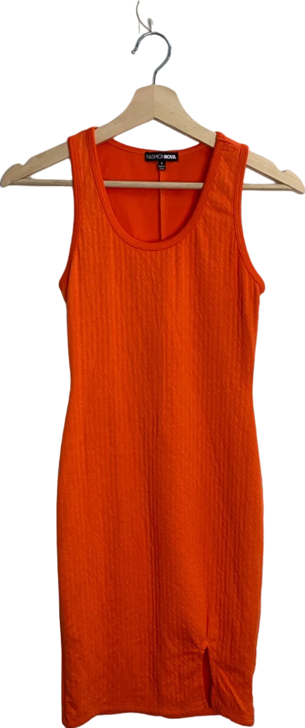 Fashion Nova Orange Ribbed Bodycon Dress S