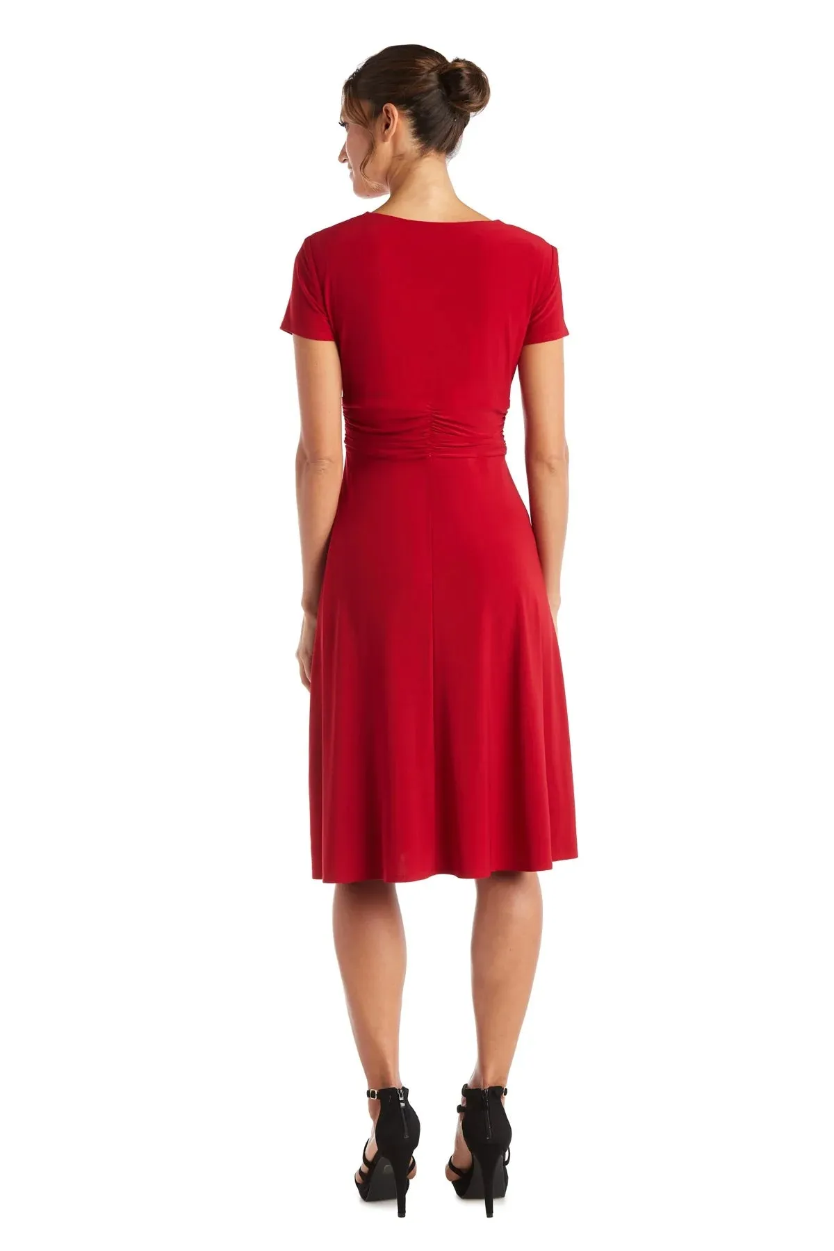 Faux Wrap Dress with Waist Embellishment Poppy - RM Richards