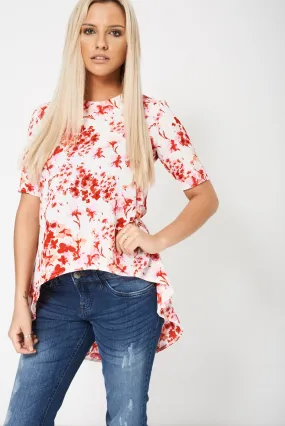 Floral Print Tail Back Top