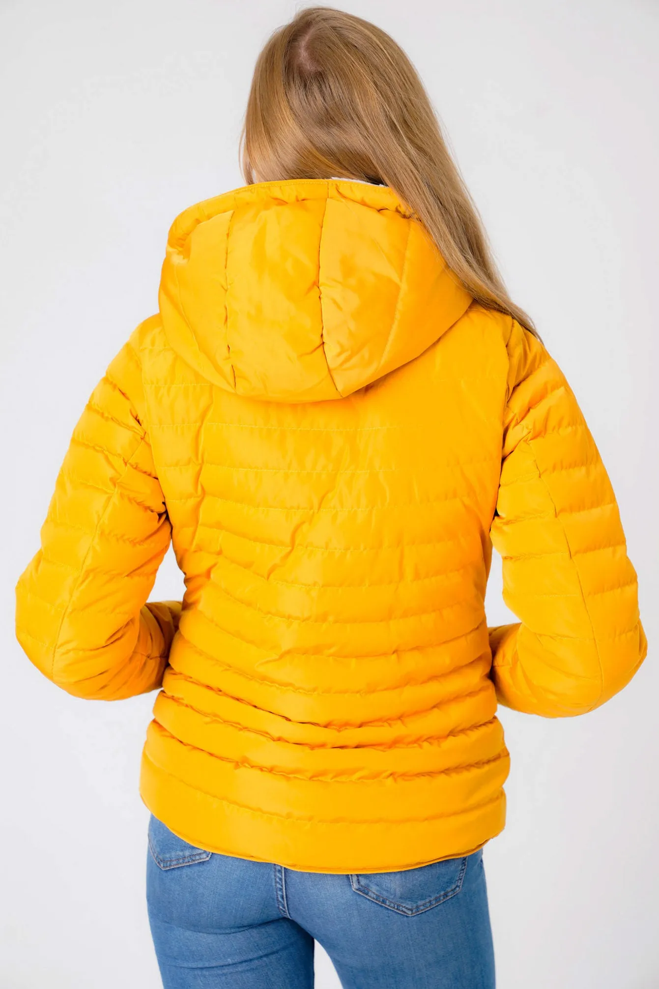 Geri Borg Lined Quilted Puffer Coat with Hood In Old Gold - Tokyo Laundry