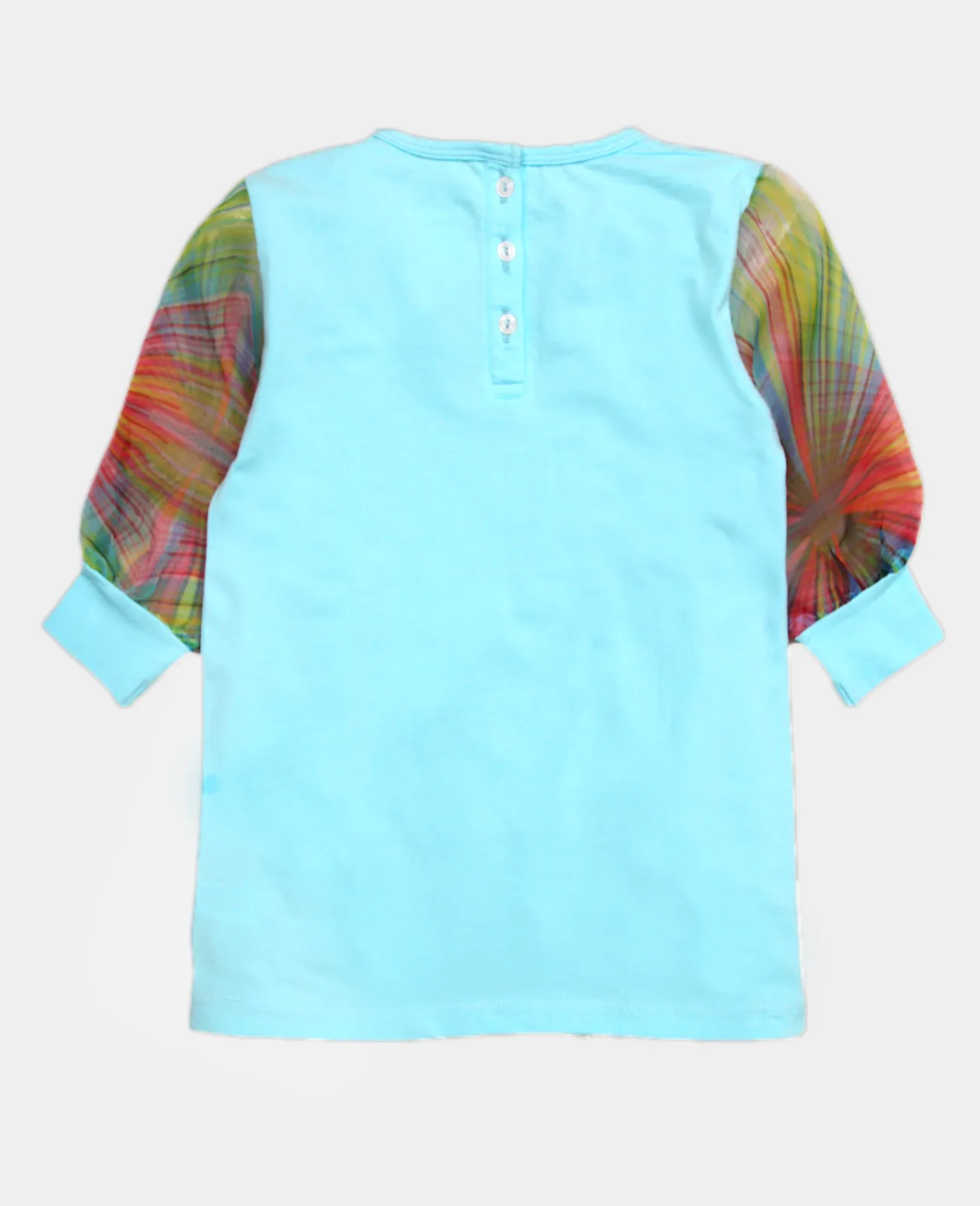 Girls A-Line Top With Printed Orgenza Sleeves