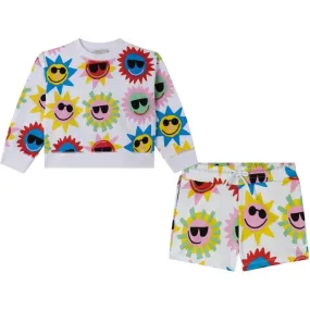 Girls Sun Print Shorts & Sweatshirt Set