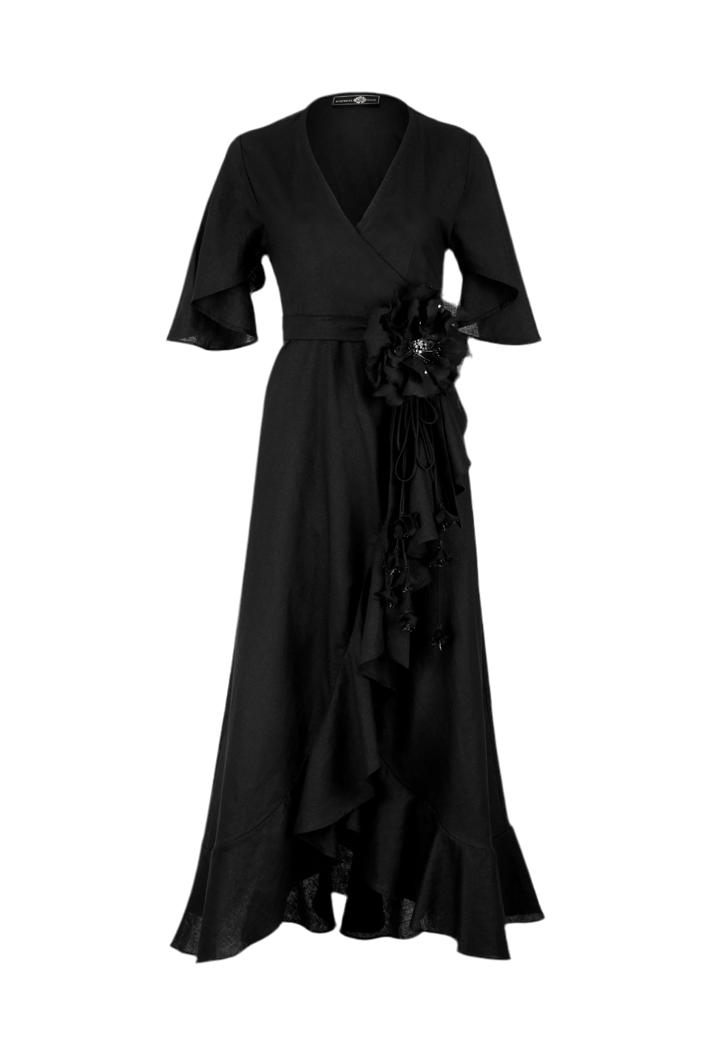 Gol Wrap Dress - Black by RosewaterHouse