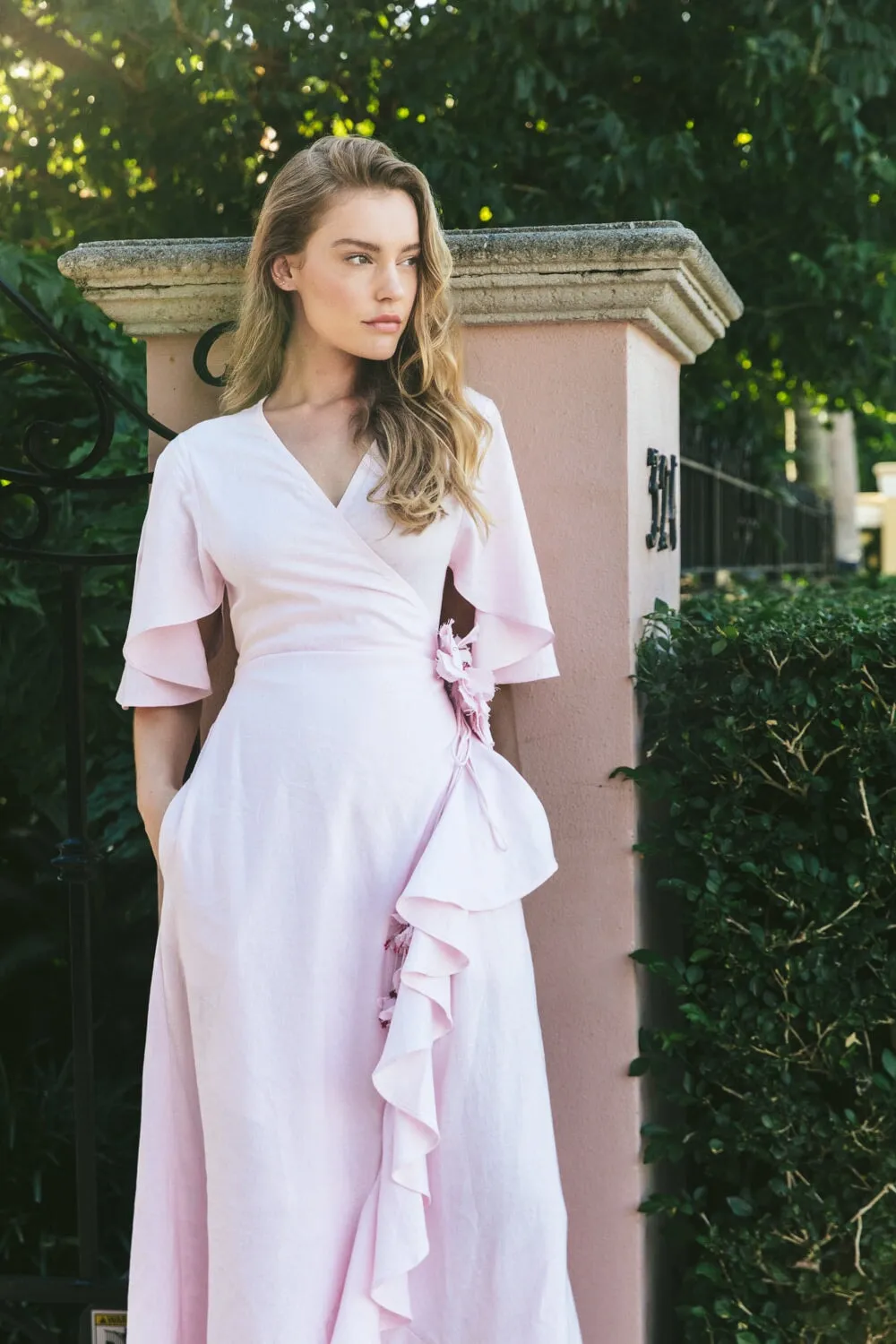 Gol Wrap Dress - Pink by RosewaterHouse