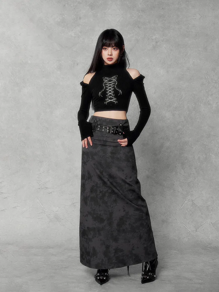 Gothic Buckle Maxi Skirt