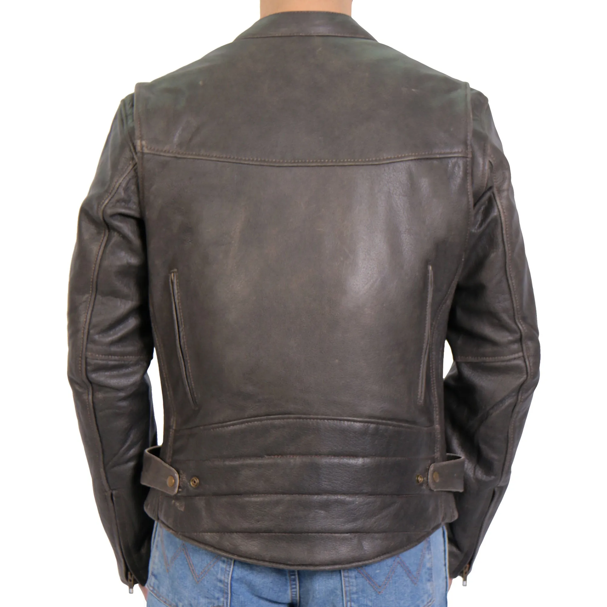 Hot Leathers JKM1029 Men’s Distress Brown Motorcycle style ‘Carry and Conceal’ Leather Biker Jacket