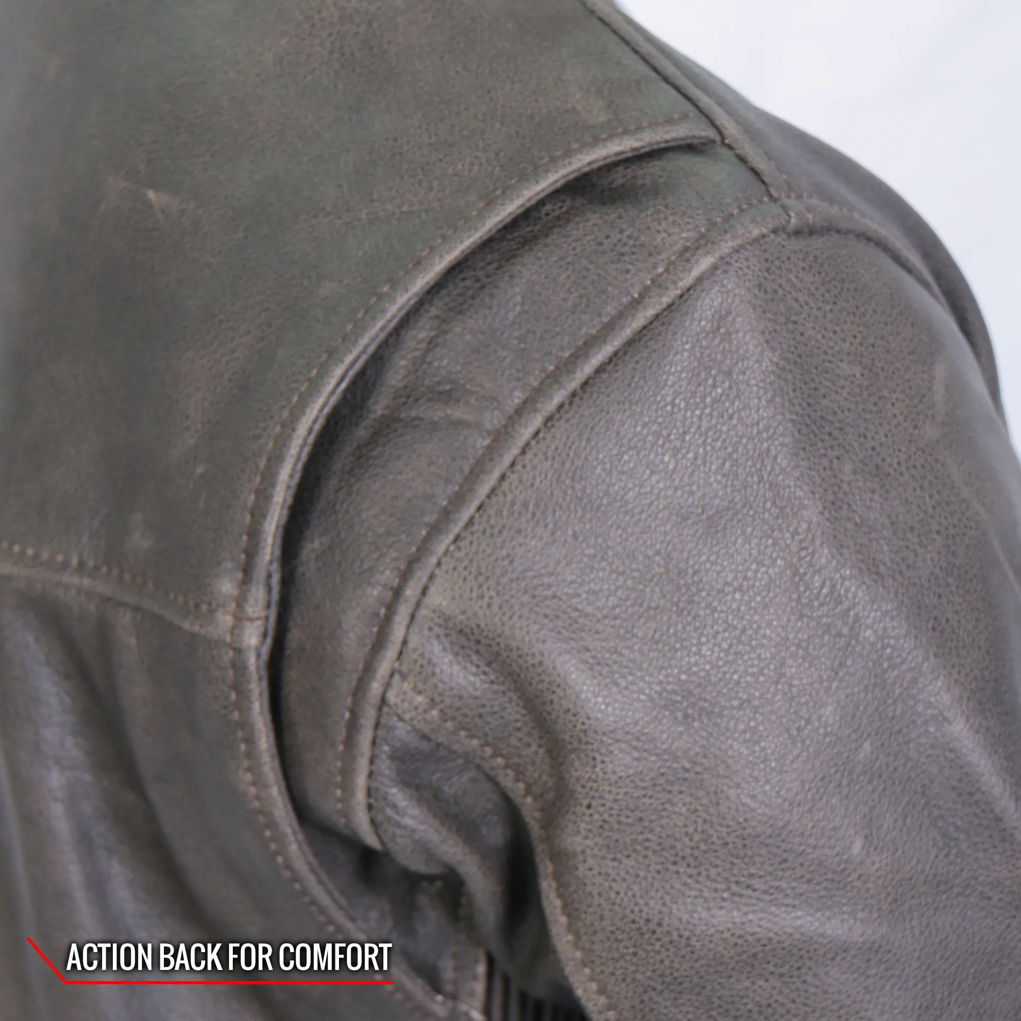 Hot Leathers JKM1029 Men’s Distress Brown Motorcycle style ‘Carry and Conceal’ Leather Biker Jacket