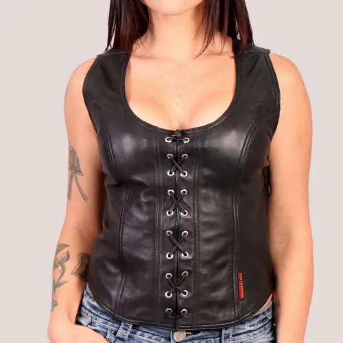 Hot Leathers VSL3003 Ladies Lace-Up Halter Top Leather Vest