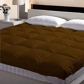 Jaipur Linen 5 Ft X 6 Ft Small Queen Size Finest Imported Super Microfiber Mattress Padding/Topper-(60"X72")-Brown