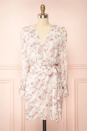 Jocaste | Floral Wrap Dress w/ Long Sleeves