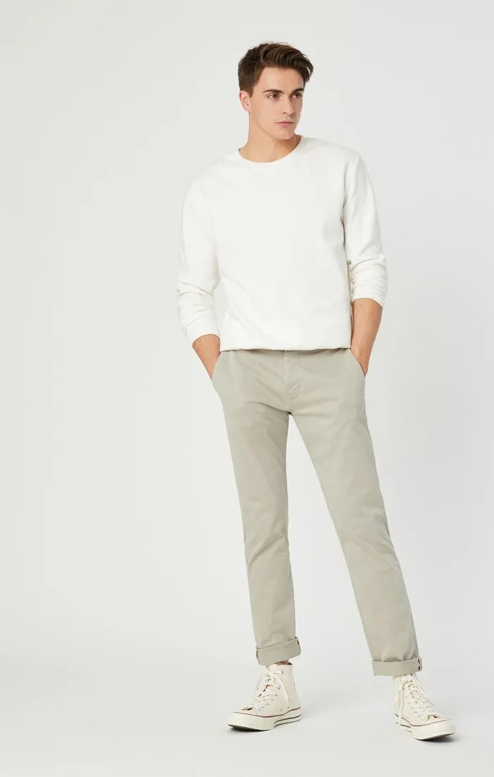 JOHNNY SLIM LEG CHINO IN STONE GREY SATEEN