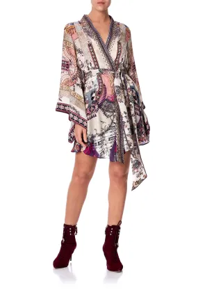 KIMONO WRAP DRESS WITH OBI VIOLET CITY