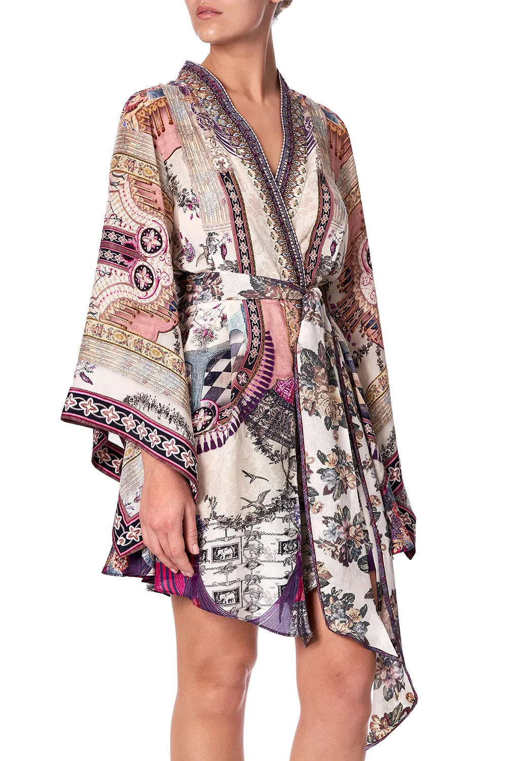 KIMONO WRAP DRESS WITH OBI VIOLET CITY