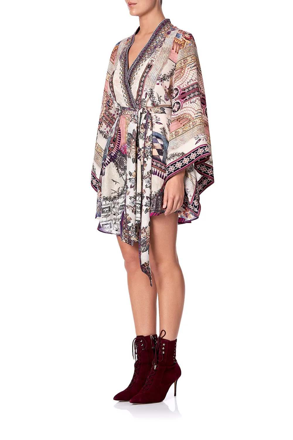 KIMONO WRAP DRESS WITH OBI VIOLET CITY