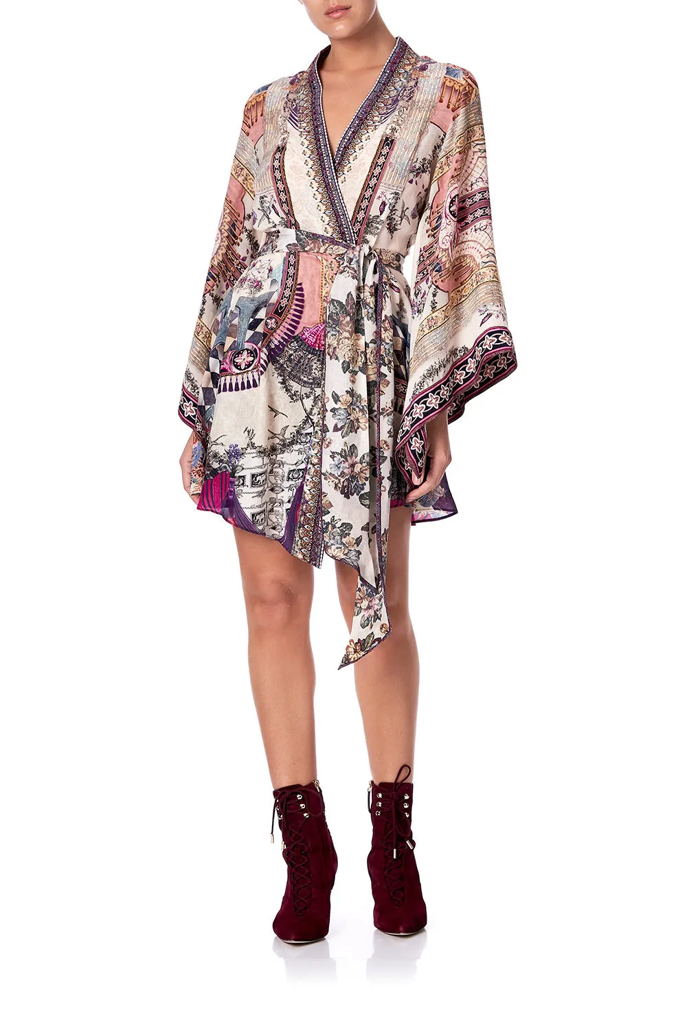 KIMONO WRAP DRESS WITH OBI VIOLET CITY