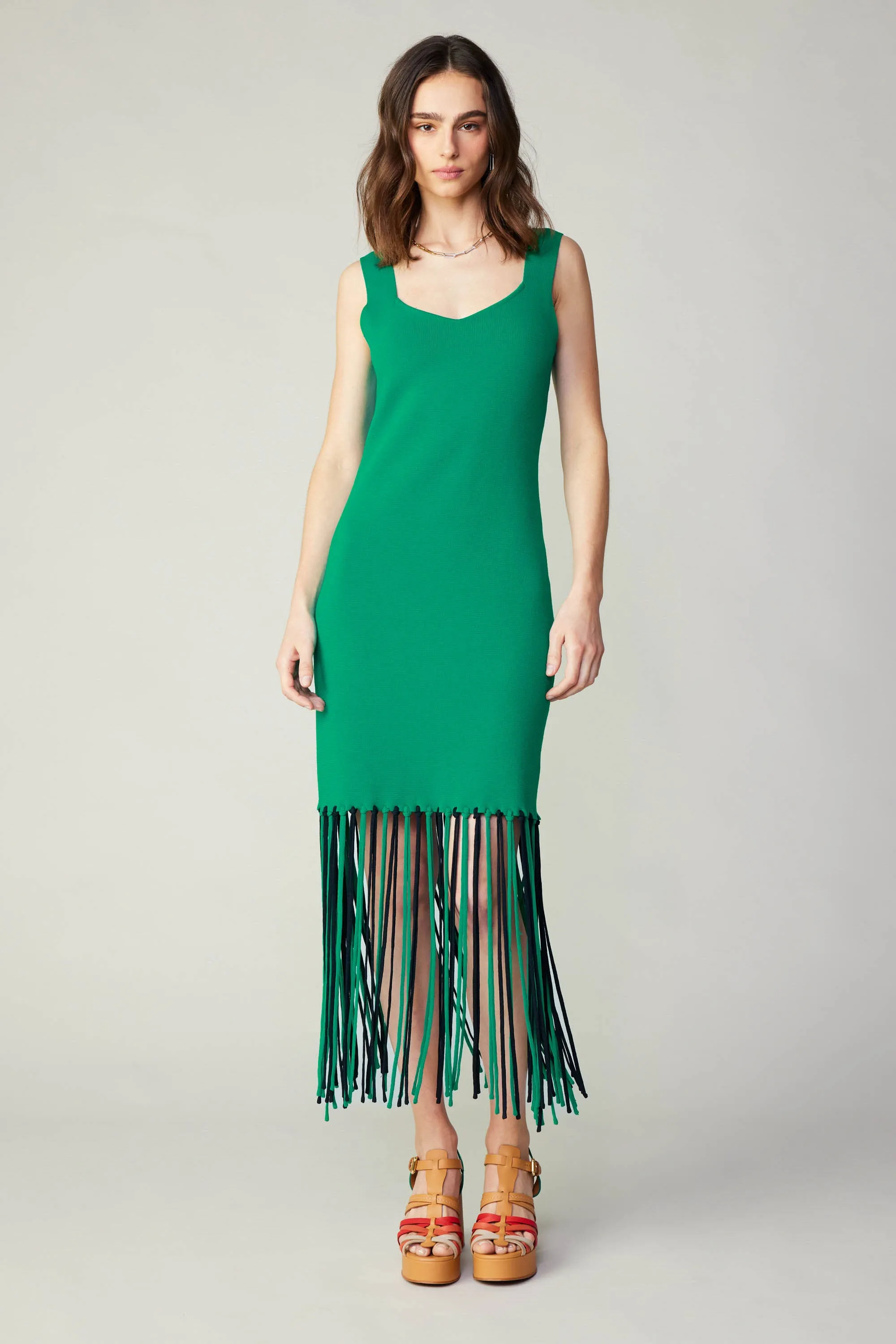 Knit Fringe Hem Dress