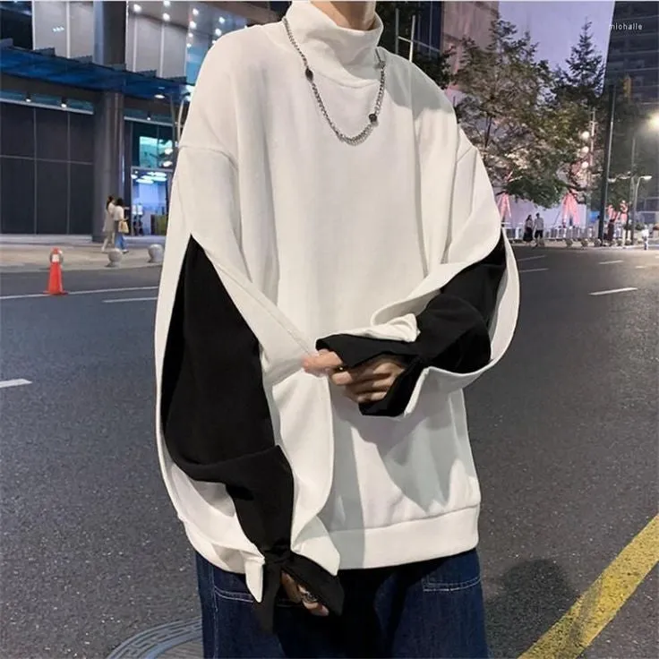 Korean Hip-Hop Double Sleeve Oversized Half Neck Sweatshirt