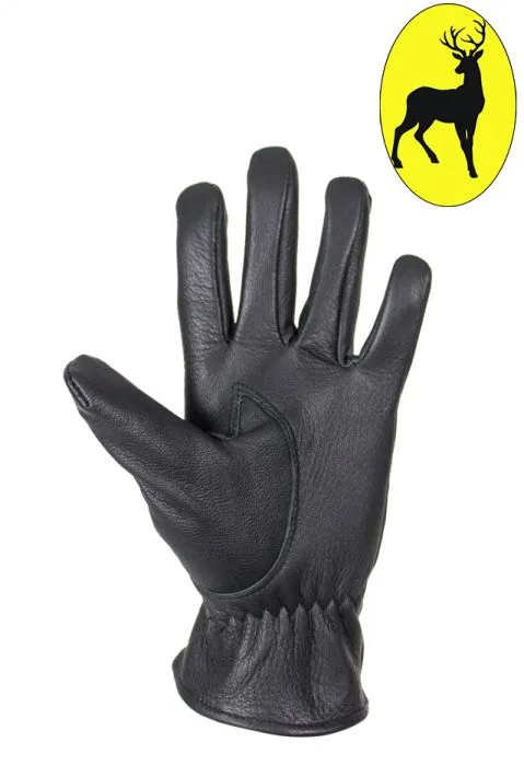 Ladies Deer Skin Leather Gloves W/ Zipper - Black, GLD114-22-LADIES-DL