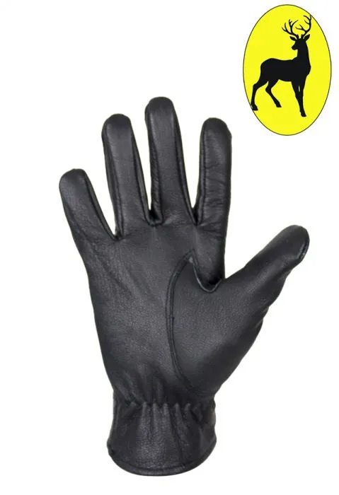 Ladies Deer Skin Leather Gloves W/ Zipper - Black, GLD114-22-LADIES-DL