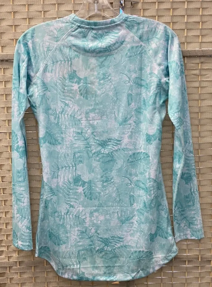 Lady's Long Sleeve Tropical Solar Top - Mint Pattern