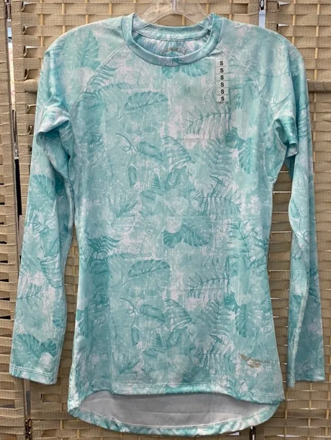 Lady's Long Sleeve Tropical Solar Top - Mint Pattern