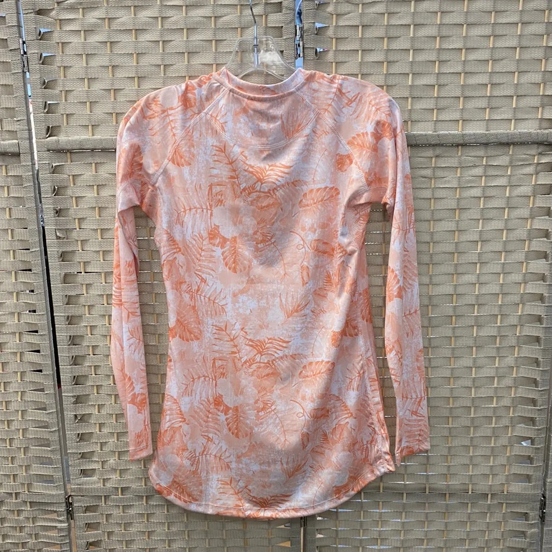 Lady's Long Sleeve Tropical Solar Top - Peach Pattern