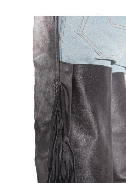 Leather Chaps With Braid & Fringe, C337-04-DL