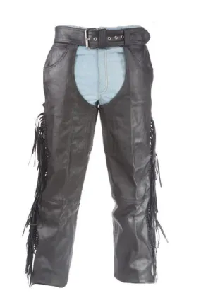 Leather Chaps With Braid & Fringe, C337-04-DL