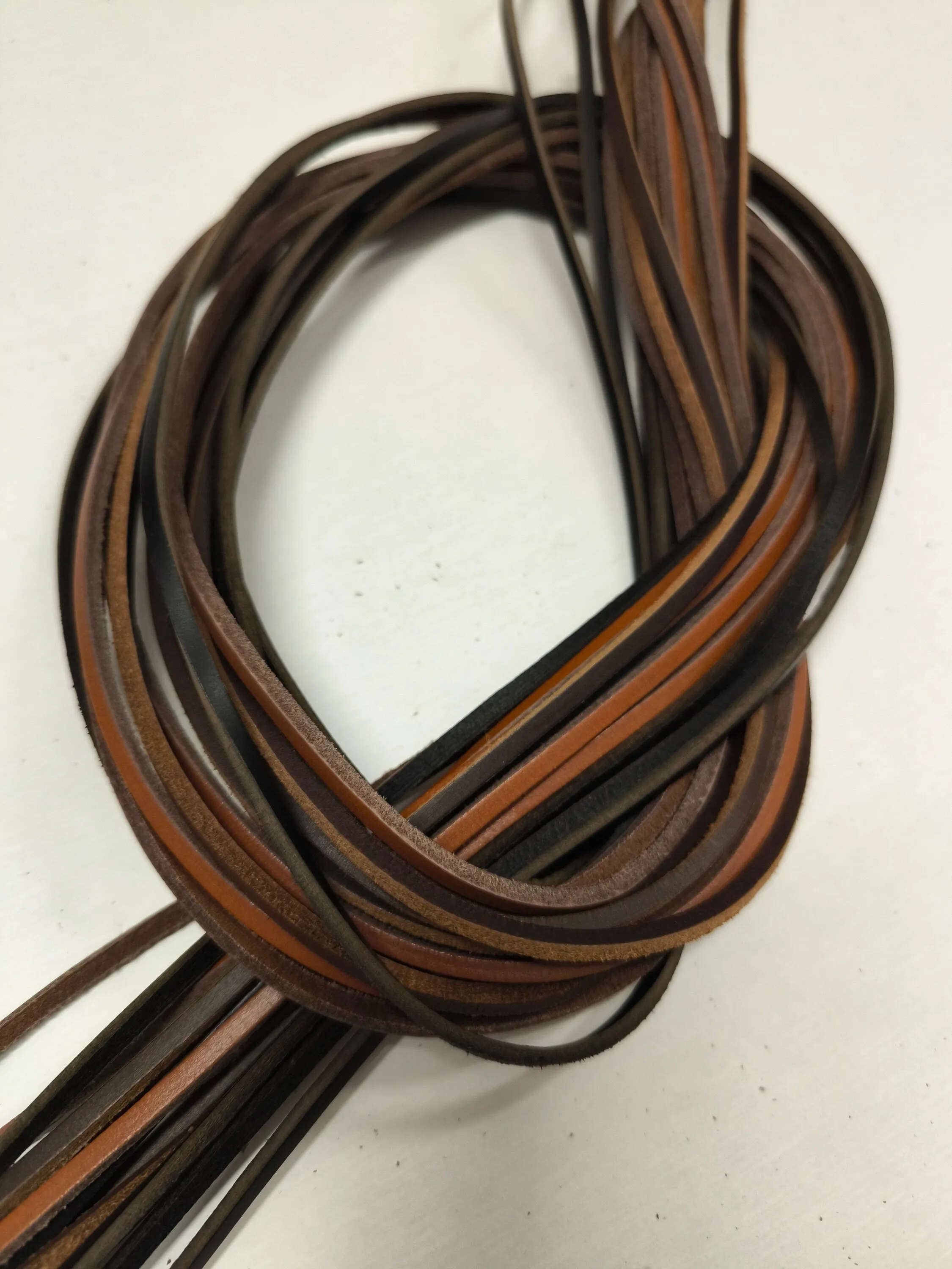 Leather laces, Squared leather shoe laces, Leather cords thick and strong, Length 130cm(51") width 3 mm(6 oz) thick 3mm(6 oz)