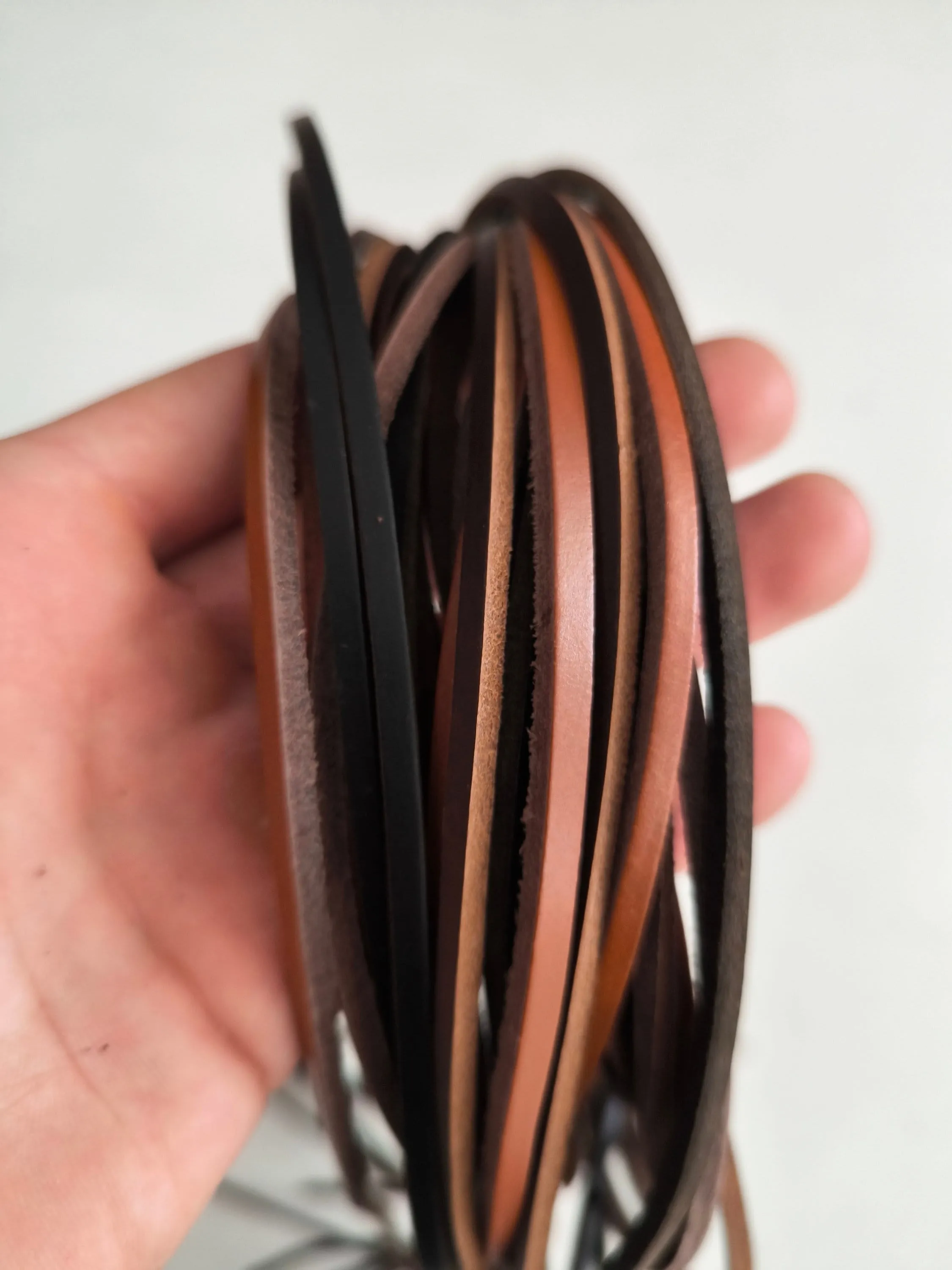 Leather laces, Squared leather shoe laces, Leather cords thick and strong, Length 130cm(51") width 3 mm(6 oz) thick 3mm(6 oz)